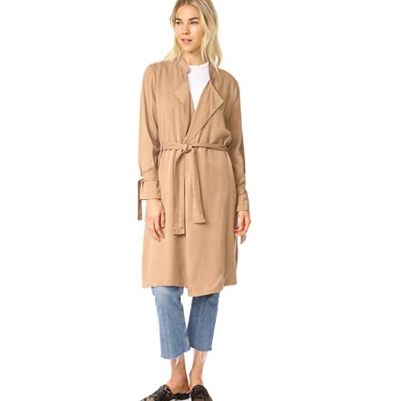 NWT Splendid Women's Sandwash Twill Trench Coat Dark Macadamia Size M L $180 - Picture 5 of 5